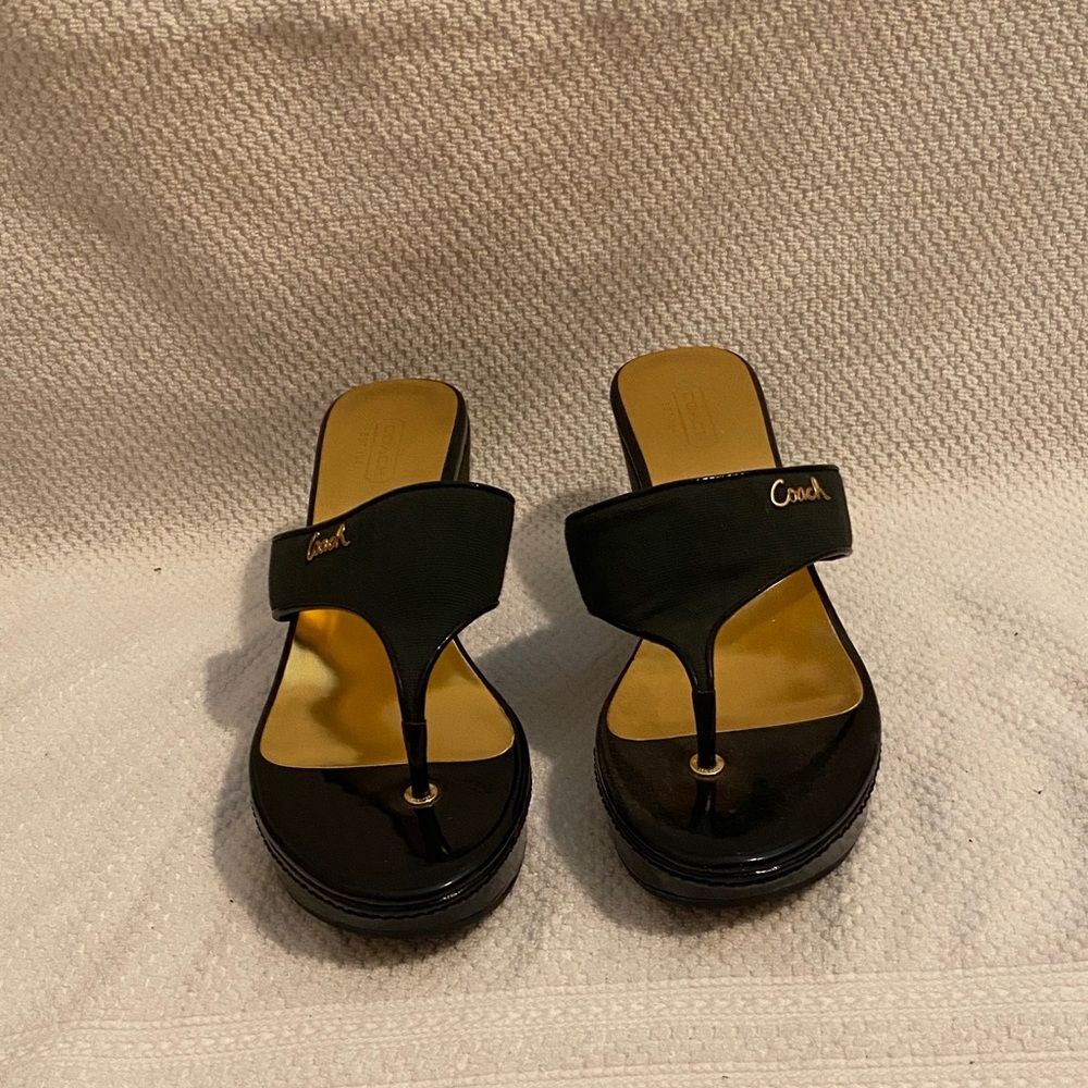 Coach Glossy Black Women's Sandals